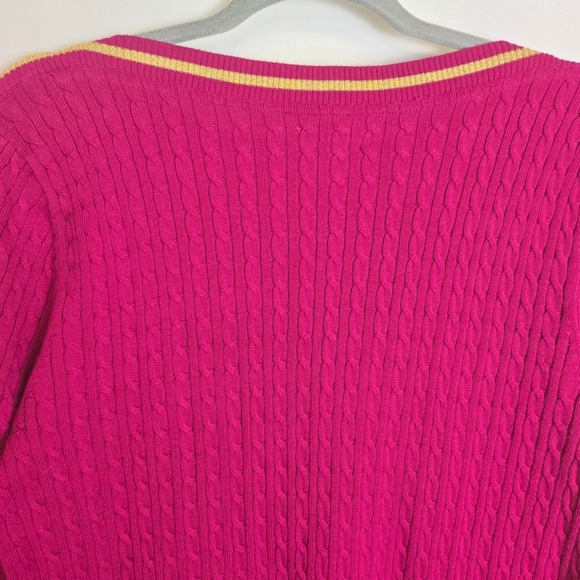 Tommy Hilfiger Boat Neck Cable Knit Sweater, Pink/Gold Accent, Women's Size XL - Picture 12 of 13